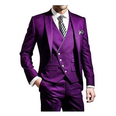 (purple, XL) Men's Suits Slim Fit, Piece Suit for Men Tuxedo Suit Set