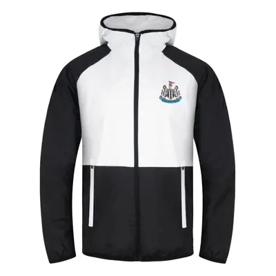 (Black/White, Years) Newcastle United Jacket Shower Windbreaker Boys Kids OFFICIAL Football Gift