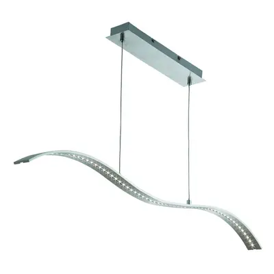 Satin Silver LED Wavy Bar Light Ceiling Fitting Home Lighting With Clear Glass