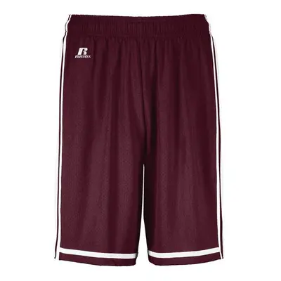 Russell 4B2VTB.MWH.M Youth Legacy Basketball Shorts, Maroon & White - Medium