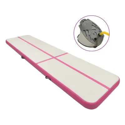 vidaXL Inflatable Gymnastics Mat with Pump 800x100x15 cm PVC Pink Exercise