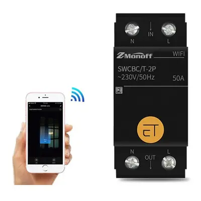 (1P 50A) WIFI Smart Circuit Breaker Wireless Remote Air Switch Voice Controller Mobile Phone Rem