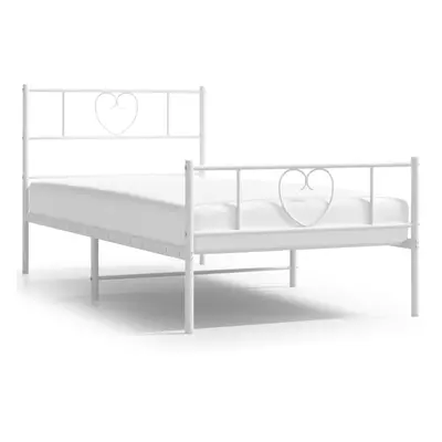 vidaXL Metal Bed Frame Bed Base with Headboard and Footboard White 90x200 cm