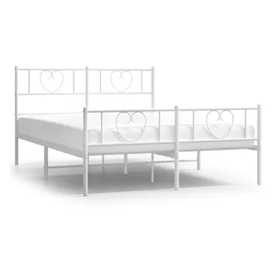 (white, x cm/with headboard & footboard) vidaXL Metal Bed Frame with Headboard Bed Base Bedstead