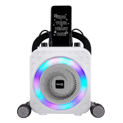 8-Watt Rechargeable Bluetooth Karaoke Machine with Two Microphones, Voice Changing Effects & LED