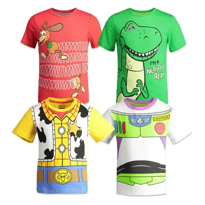 Disney Pixar Toy Story Buzz Lightyear Woody Rex Slinky Dog Big Boys Pack TShirts Multi