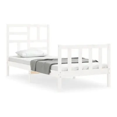 (white, x cm) vidaXL Bed Frame Bed Base Wooden Bed with Headboard Super King Size Solid Wood