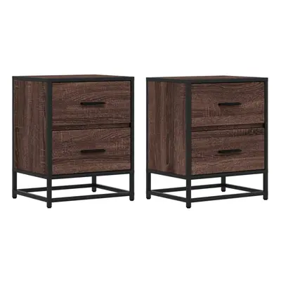 (brown oak, pcs) vidaXL Bedside Cabinets Nightstand Bed Table Engineered Wood