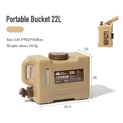 (22L Beige) Outdoor Water Bucket with Faucet, Car Self-driving Tour, Drinks Beer Milk Storage Ta