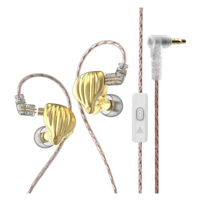 (Gold, With Mic) Dynamic In-Ear Earphones Monitor Metal Wired Earphone ENC Noise Cancelling Spor