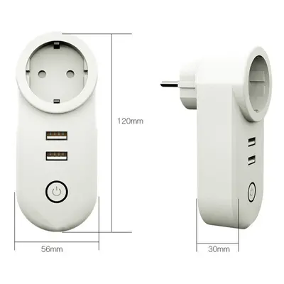 EU Dual USB Smart WiFi Socket Plug SmartThings APP Remote Control Echo Plus Voice Control Work w