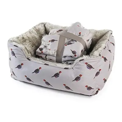 Rosewood Cupid & Comet Luxury Faux Fur Grey Partridge Print Bundle Bed Large, Includes: Bed, Bla