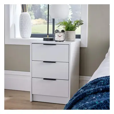 Bedside Table White Drawer Bedside Cabinet Night Stand Metal Runners