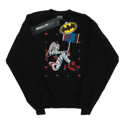 (5XL, Black) DC Comics Mens Harley Quinn Playing Card Suit Sweatshirt