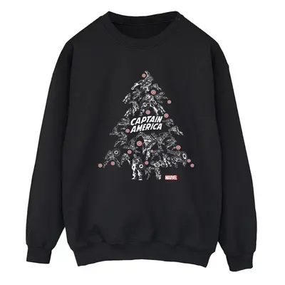 (4XL, Black) Marvel Womens/Ladies Captain America Christmas Tree Sweatshirt