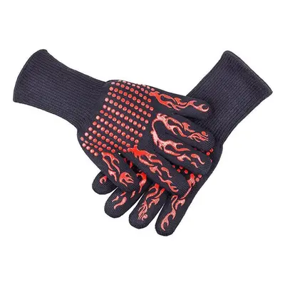 Barbecue Gloves with Silicone Anti-slip Stripe Heat Proof Oven 500~800 Resistant Grill