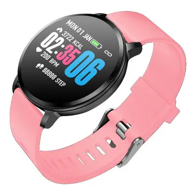 (Pink) 1.3 inch Full Touch Screen Heart Rate Blood Pressure Oxygen Monitor Temperature Measureme