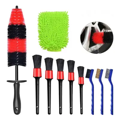 10pcs Detailed Brush Wheel Hub Cleaning Brush Car Wash Glove Gap Brush Set for Cleaning Cars and