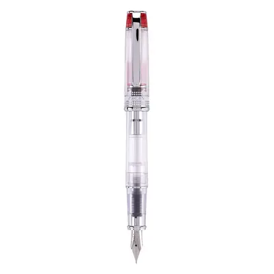 PILOT Prera Fountain Pen Clear Barrel with Red/Silver Accents Medium Nib (60823)