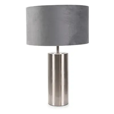 ValueLights Lexy Grey Velvet Shade with Chrome Dimmer Touch Table Lamp