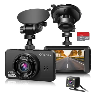 Car front and rear driving recorder with SD card 1080P Full HD car camera dual lens car driving 