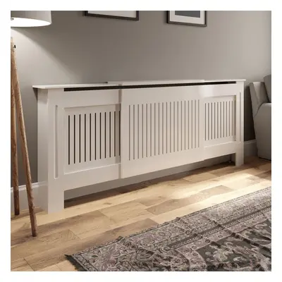 Radiator Cover Wall Cabinet Adjustable MDF Wood White Vertical Style Modern