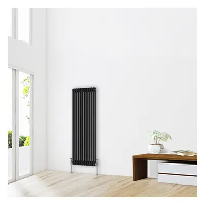 (1500 x 560mm-2 Column) NRG Traditional Black Horizontal Vertical Bathroom Cast Iron Radiator