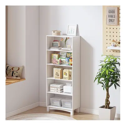 (5-tier, White) 5/6 Tier Bookcase Shelves Wooden Storage Display Unit Stand