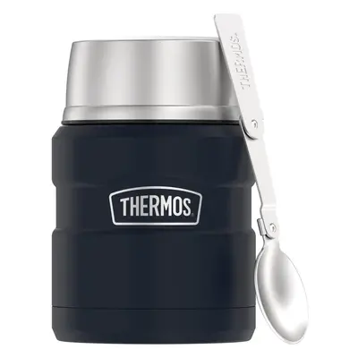 THERMOS Stainless King VacuumInsulated Food Jar with Spoon Ounce Midnight Blue