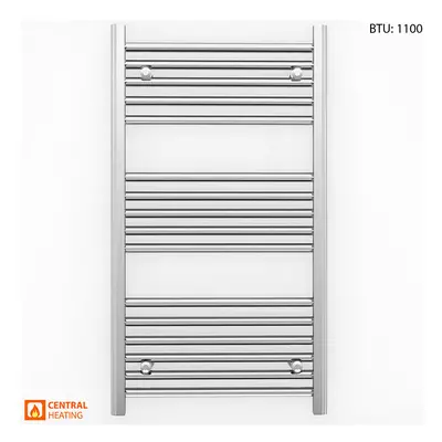 (600 x 900mm (BTU: 1100), Straight Chrome Valves) 600mm Wide Chrome Towel Rail Radiator With Val