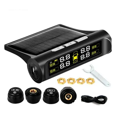 Wireless Solar TPMS LCD Car Tire Pressure Monitoring System + External Sensor