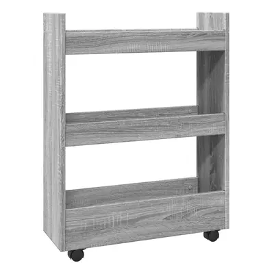 (grey sonoma) vidaXL Narrow Storage Trolley Tier Bookcase Rolling Cart Engineered Wood