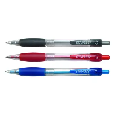 Staples Retractable Ballpoint Pens Medium Point Assorted 50/Pack