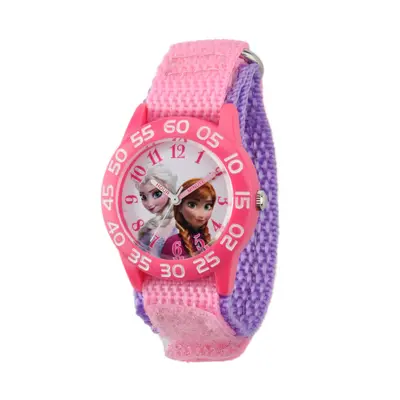 Disney Frozen Kids' Plastic Time Teacher Analog Quartz Nylon Strap Wat