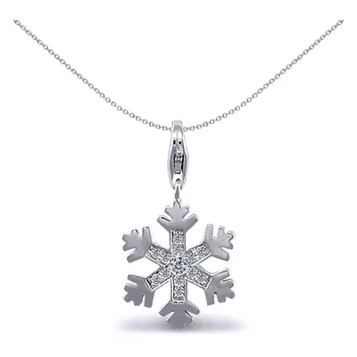 Jewelco London Sterling Silver Cubic Zirconia snowflake Charm Pendant - inch Chain - APD063