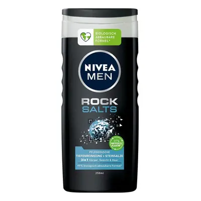 NIVEA MEN Rock Salts Shower Gel (250 ml) with Natural Rock Salts, Effective Shower for a Cleaned