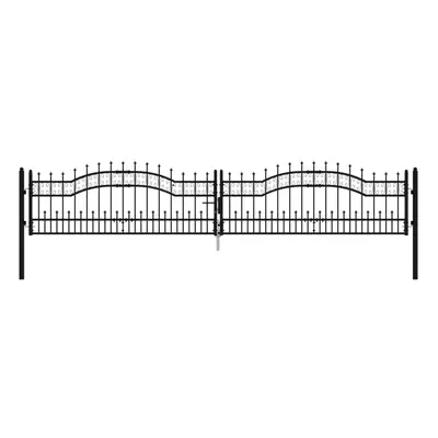 (406 x cm) vidaXL Fence Gate with Spear Top Black Powder-coated Steel Fence Multi Sizes