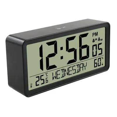 Large LCD Digital Alarm Clock with Thermometer, Hygrometer, and Night Light - Battery Operated w