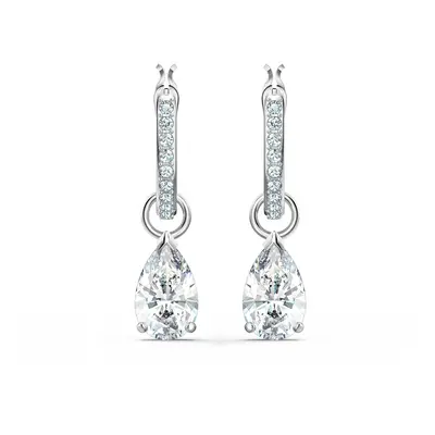 Swarovski Attract Mini Hoop Pierced Earrings with Pear Shaped clear cu