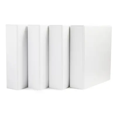 Amazon Basics Ring Binder with Inch D-Ring and Clear Overlay White 4-Pack