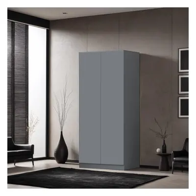 Dark Grey Door Double Wardrobe Push Open Soft Close