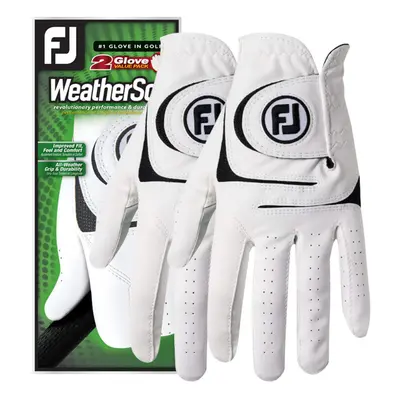 FootJoy Mens WeatherSof 2Pack Golf Glove White Cadet Medium Worn on Left Hand