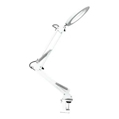 (White) Lighting LED 5X 740mm Magnifying Glass Desk Lamp with Clamp Hands USB-powered LED Lamp M