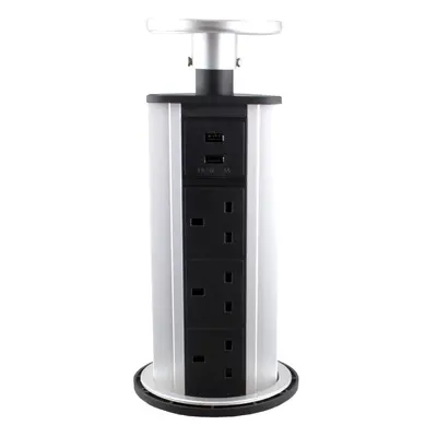 kenable Kitchen Worktop Pull Up PDU x UK Sockets & x USB Ports [100mm Hole]