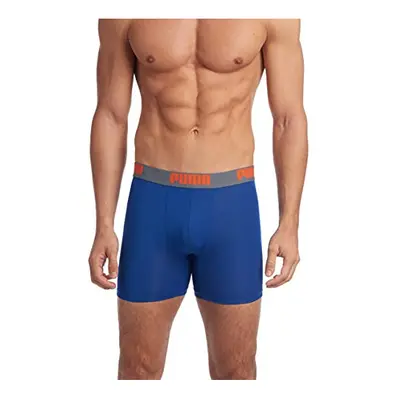 PUMA Men's Pack Boxer Brief Blue/Orange Small