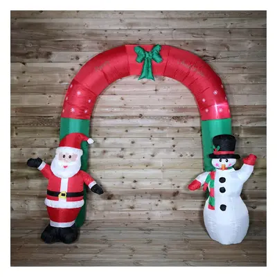 2.4M Inflatable Premier Christmas Arch Santa and Snowman Waving