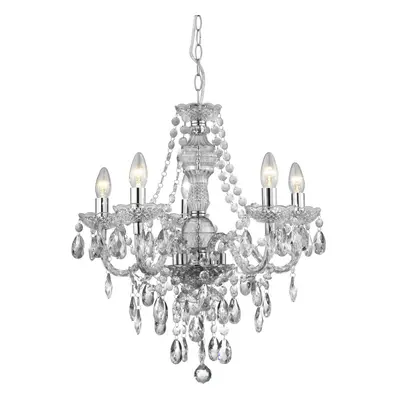 5 Light Traditional Style Chandelier In Clear Acrylic