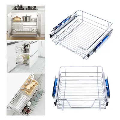 (500mm, 2pcs) Metal Sliding Kitchen Cabinet Pull Out Wire Basket Organizer