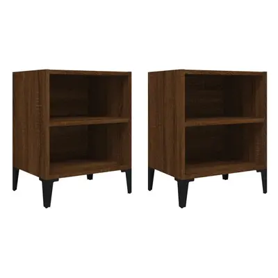 (brown oak, 2) vidaXL 1/2x Bed Cabinet with Metal Legs 40x30x50 cm Nightstand Multi Colors