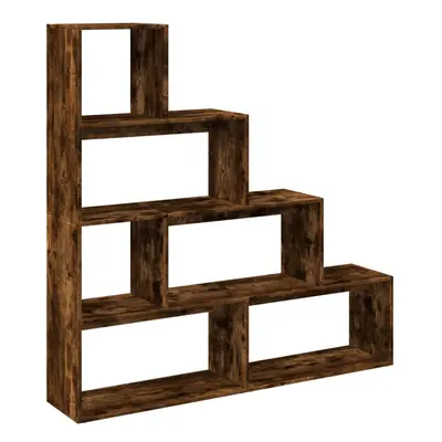 (smoked oak, 143.5 x x 143.5 cm) vidaXL Room Divider Bookcase Bookshelf 4-Tier Shelf Book Rack E